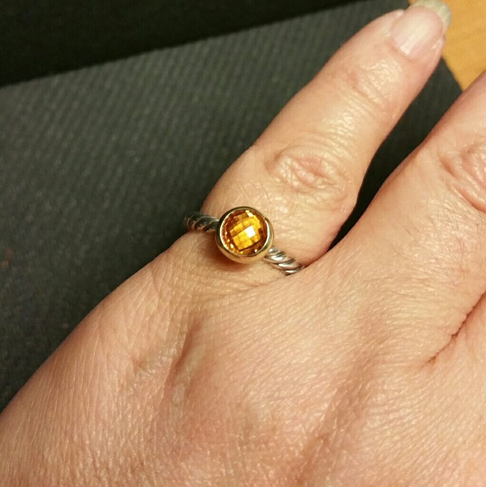 David Yurman Champaign Citrine SS/18kG Ring